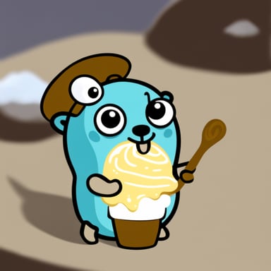 Go Blue Gopher eating ice cream.