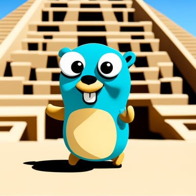 Go Blue Gopher in front of the pyramids.