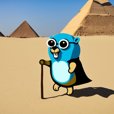 Go Blue Gopher in front of the pyramids.