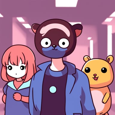 Anime characters in Go Blue Gopher colour