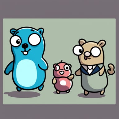 Anime characters in Go Blue Gopher colour