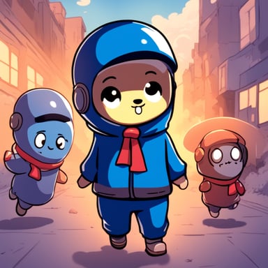 Anime characters in Go Blue Gopher colour