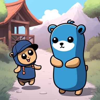 Anime characters in Go Blue Gopher colour