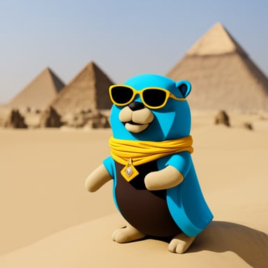 Go Blue Gopher explores the pyramids in Egypt.