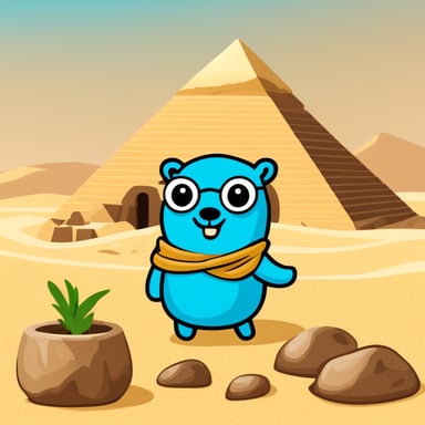 Go Blue Gopher explores the pyramids in Egypt.