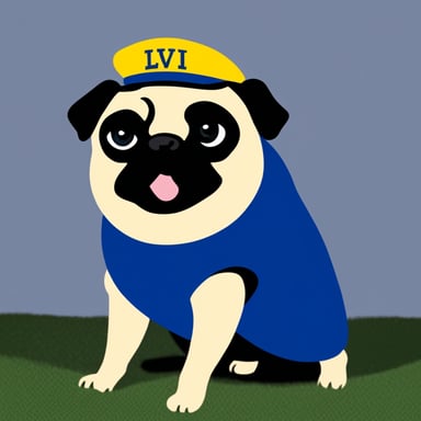 Go Blue Gopher as Livi the pug.