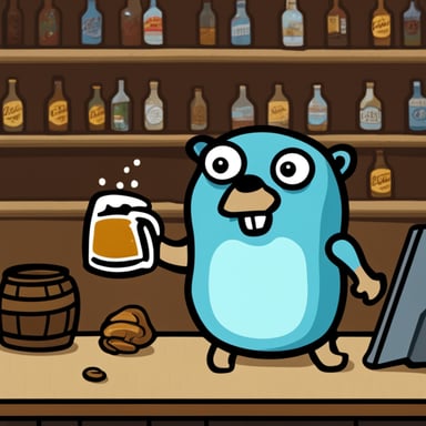 Go blue gopher, angry, tries to code and drink beer.