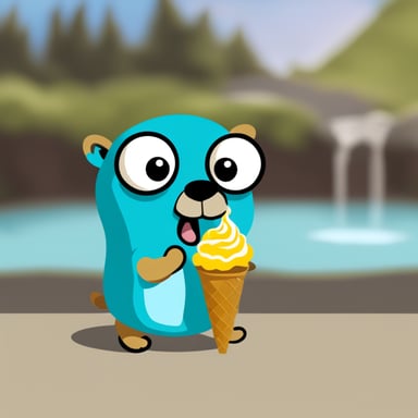 Go Blue Gopher eating ice cream.