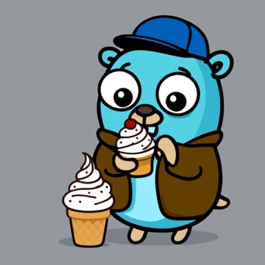 Go Blue Gopher eating ice cream.