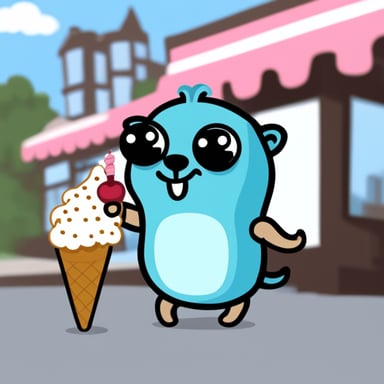 Go Blue Gopher eating ice cream.