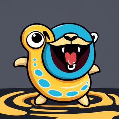 Go Blue Gopher hungrily devouring a large snake that resembles the Python language logo, with the snake's head showing a scared face and featuring the colors from the Python logo.