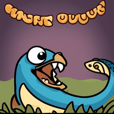 Go Blue Gopher hungrily devours a large snake that looks like the Python language logo, with the snake's head showing a scared face and colored in the Python logo's hues.