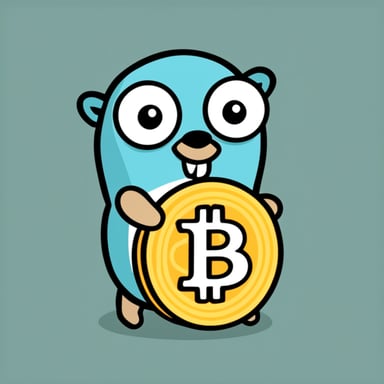 Go Blue Gopher holding a bitcoin