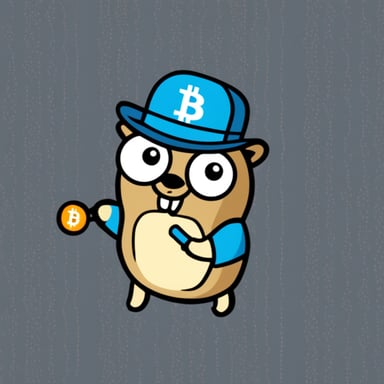 Go Blue Gopher holding a bitcoin
