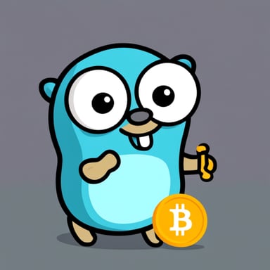 Go Blue Gopher holding a bitcoin.