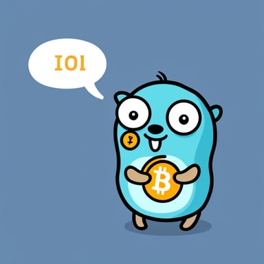 Go Blue Gopher holding a bitcoin.