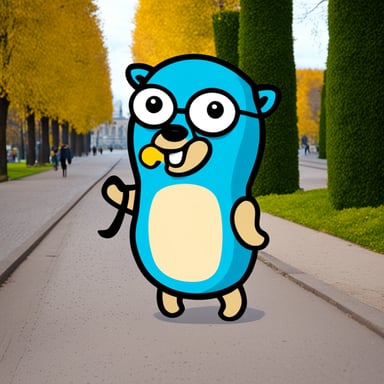 Go blue gopher sightseeing in Berlin.