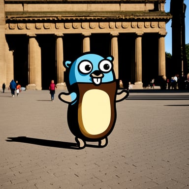 Go blue gopher sightseeing in Berlin.
