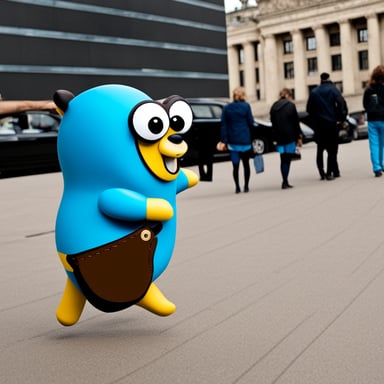 Go blue gopher sightseeing in Berlin.