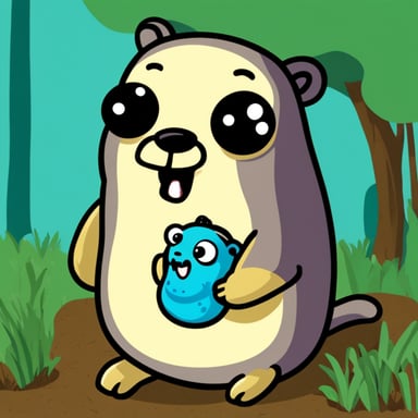 Go blue gopher eating a python.
