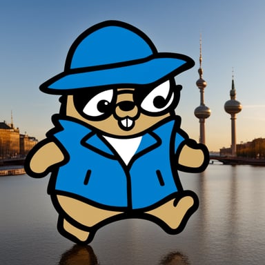 Go Blue Gopher together with a Kubernetes logo sightseeing in Berlin.
