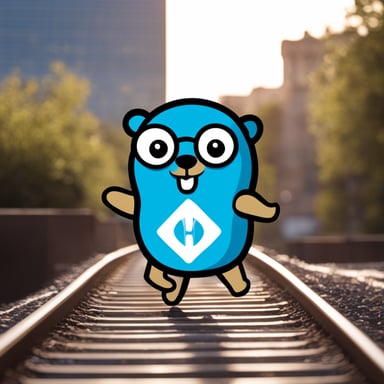 Go Blue Gopher together with a Kubernetes logo sightseeing in Berlin.