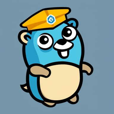 Go Blue Gopher hugging a Kubernetes logo
