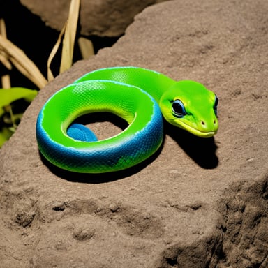 Go Blue Gopher was seen enjoying a rather unusual snack, a green python. The vibrant hues of the python contrasted strikingly against Go Blue Gopher's distinctive blue fur. Each bite was taken with evident relish, showcasing the gopher's unique dietary preference.