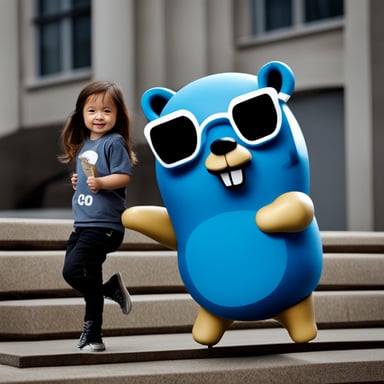 Go Blue Gopher sightseeing Berlin in a T-shirt with ArgoCD.
