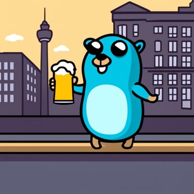 Go Blue Gopher drinking beer in Berlin