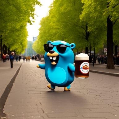 Go Blue Gopher drinking beer in Berlin