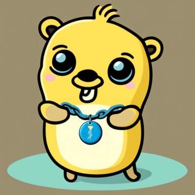 Go Blue Gopher with a gold locket around its neck