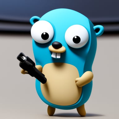 Go Blue Gopher with an AI hand