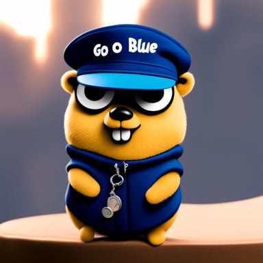Go Blue Gopher, with GO BLUE GOPHER PPLS written on its hat.