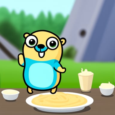 Go Blue Gopher eating delicious hummus.