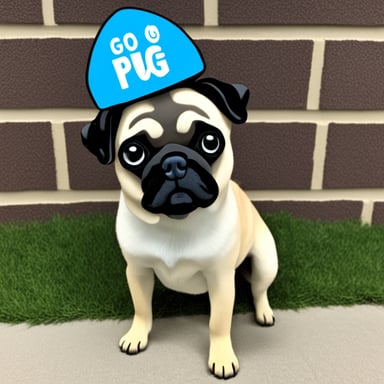 Go blue gopher as a pug dog with LIVI PPLS written on her hat.
