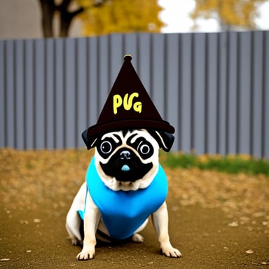 Go Blue Gopher as a pug dog with LIVI PPLS written on her hat.