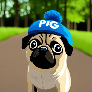 Go Blue Gopher as a pug dog with LIVI PPLS written on her hat.