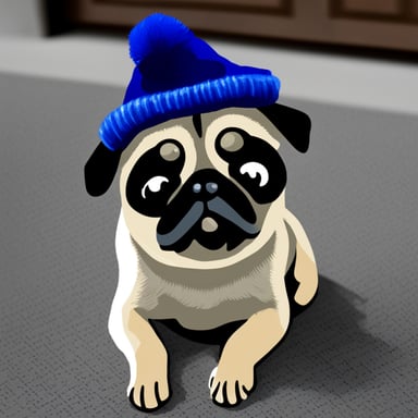 Go Blue Gopher as a pug dog with LIVI PPLS written on her hat.