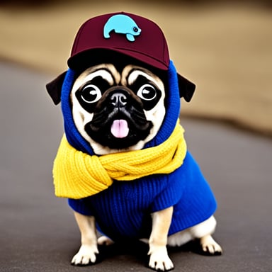 Go Blue Gopher as a pug dog with LIVI PPLS written on her hat.