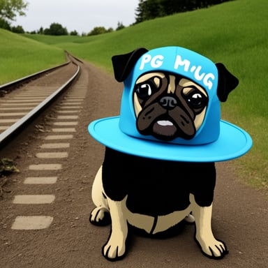 Go Blue Gopher as a pug dog with LIVI PPLS written on her hat.