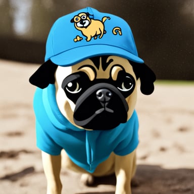 Go Blue Gopher as a pug dog with LIVI PPLS written on her hat.