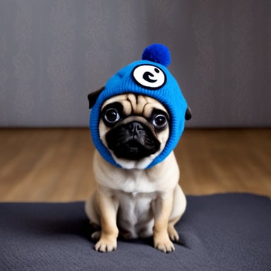 Go Blue Gopher as a pug dog with LIVI PPLS written on her hat.