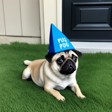 Go Blue Gopher as a pug dog with LIVI PPLS written on her hat.