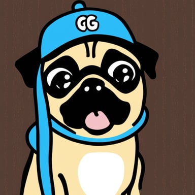 Go Blue Gopher as a pug dog with LIVI PPLS written on her hat.