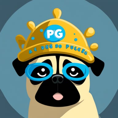 Go Blue Gopher as a pug dog with LIVI PPLS written on his hat.
