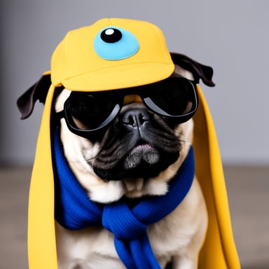 Go Blue Gopher as a pug dog with LIVI PPLS written on his hat.