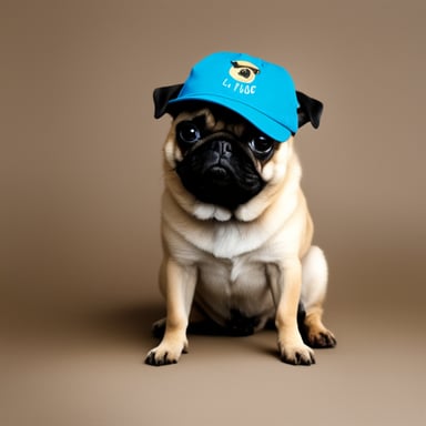 Go Blue Gopher as a pug dog with LIVI PPLS written on her hat.
