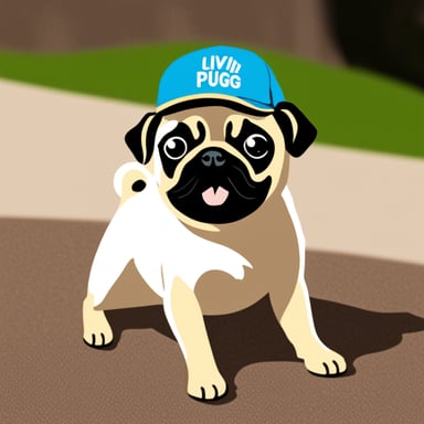Go Blue Gopher as a pug dog with LIVI PPLS written on her hat.