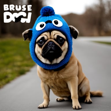 Go Blue Gopher as a pug dog with LIVI PPLS written on her hat.